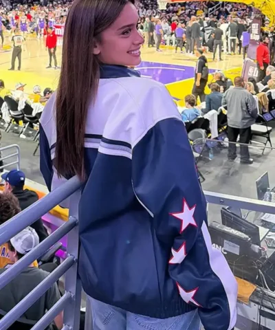 LA Lakers Game Lir Bareket Oracle Red Bull Racing Blue and White Leather Jacket