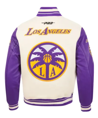 Los Angeles Sparks Retro Classics Rib Eggshell Purple Full-Zip Varsity Jacket