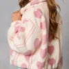Love All Over Sherpa Heart Print Jacket