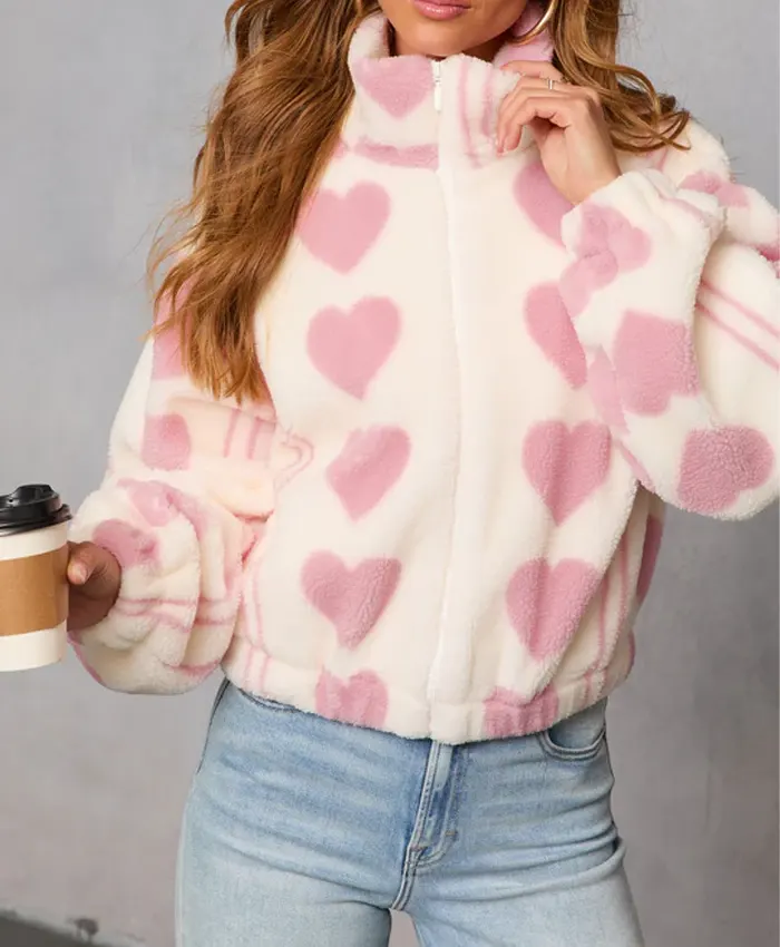 Love All Over Heart Print Jacket