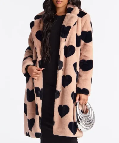 Lover Girl Fur Heart Print Coat