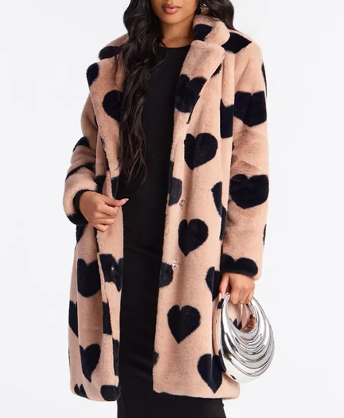 Lover Girl Fur Heart Print Coat