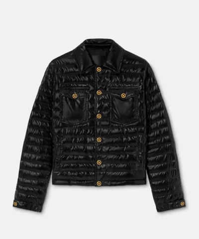 Luxury Black Glossy Padded Designer Jacket