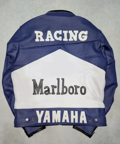 Marlboro Blue & White Motorcycle Leather Jacket