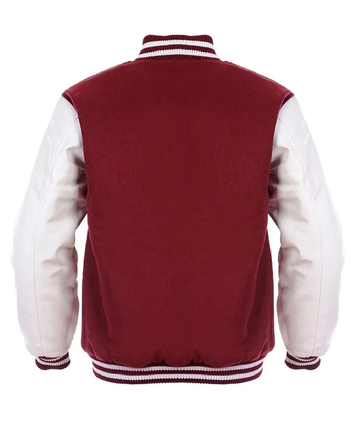 Maroon and White Letterman Jacket - Image 2