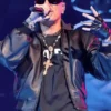 Marracash Rome Concert Black Leather Jacket
