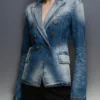Medicine S12 Blue Distressed Denim Blazer