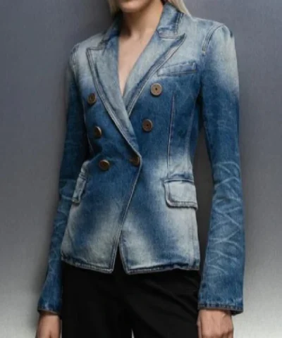 Medicine S12 Blue Distressed Denim Blazer