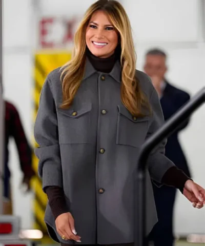 Melania Trump Red Cross Holiday Care Gray Wool Jacket