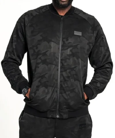 Men’s Black Camo Luxe Bomber Jacket