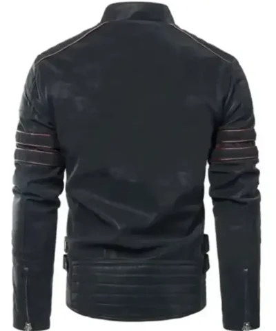 Retro Pegasus Cafe Racer Black Leather Motorcycle Jacket