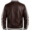 Mens Striped Sleeves Leather Jacket