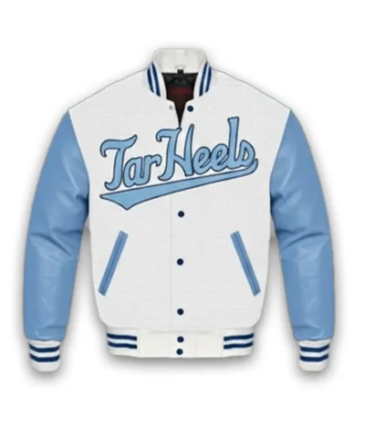 NCAA North Carolina Tar Heels Light Blue and White Letterman Varsity Jacket