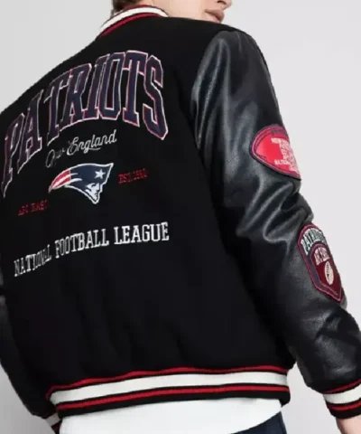 NFL New England Patriots Black Varsity Jacket
