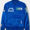 NFL Seattle Seahawks Satin Blue Varsity Jacket