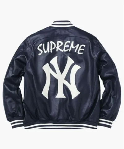 Supreme NY Yankees Varsity Full-Zip Leather Jacket