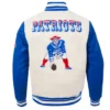 New England Patriots Retro Classics Rib Eggshell Royal Full-Zip Varsity Jacket