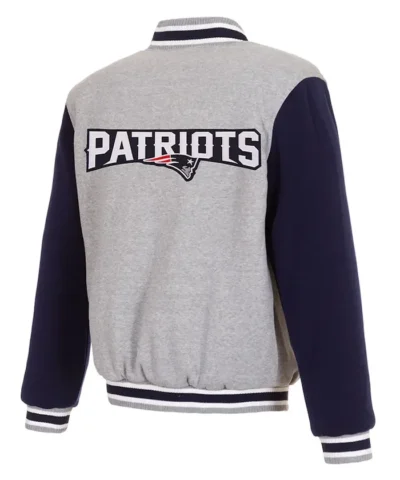 New England Patriots Varsity Gray and Navy Wool Jacket