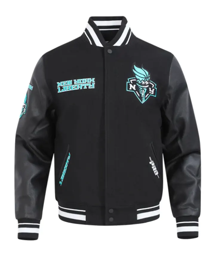 New York Liberty Classics Rib Retro Varsity Black Jacket