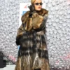 Rita Ora Prada Camel Brown Shearling Coat
