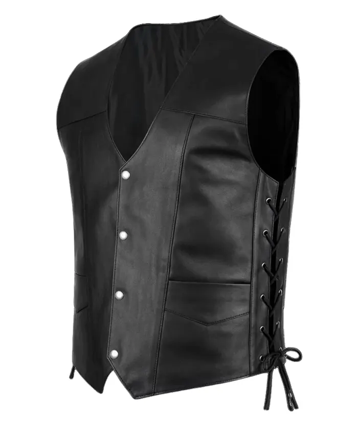 The Walking Dead Norman Reedus Black Leather Vest - 2