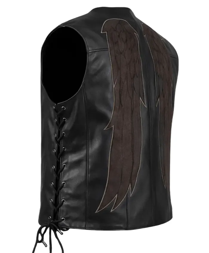 The Walking Dead Norman Reedus Black Leather Vest - 1