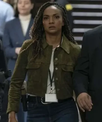 Nyla Harper The Rookie Season 8 Mekia Cox Green Suede Leather Jacket