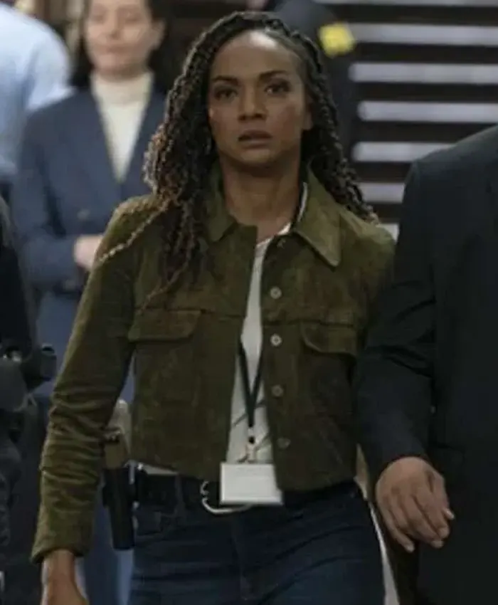 Nyla Harper The Rookie Season 8 Mekia Cox Green Suede Leather Jacket