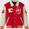 OVO Calgary Flames Wool/Leather Varsity Jacket