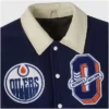Oilers OVO Navy and Beige Varsity Jacket
