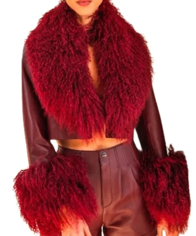 Olson High Potential S02 Fur Trim Crop Leather Jacket