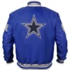Dallas Cowboys Gray and White Rib Blue Bomber Cotton Jacket