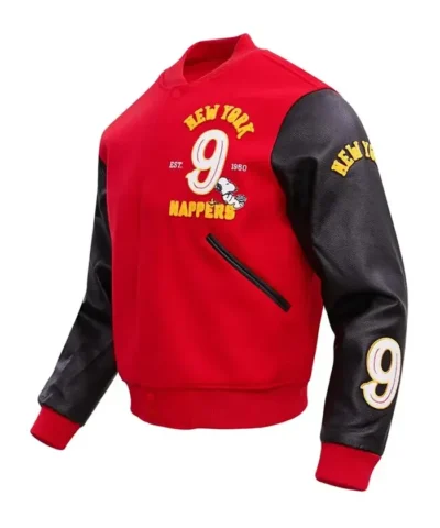 Peanuts Snoopy New York Nappers Full-Zip Red and Black Varsity Jacket