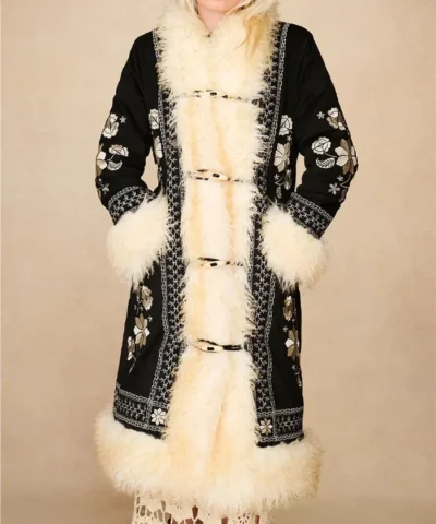 Penny Lane Black Embroidered Coat