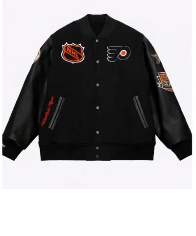 Philadelphia Flyers Black Letterman Wool Jacket
