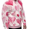 Pink Heart Printed Bomber Jacket For Man