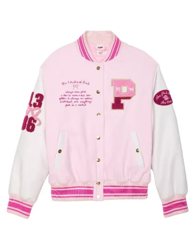 Pink x LoveShackFancy Varsity Jacket