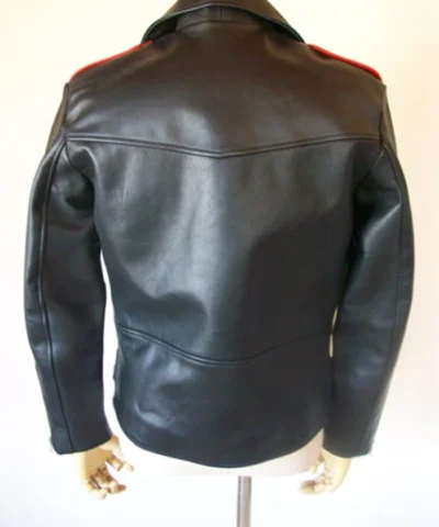 Classic Motorcycle Red And Black Leather Jacket