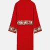 Versace Baroque Red Floral Belt Bathrobe