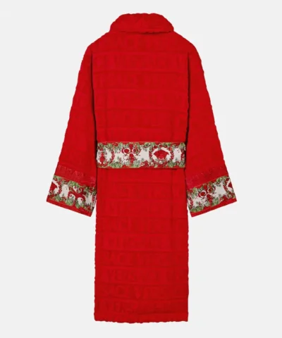 Versace Baroque Red Floral Belt Bathrobe