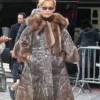 NY Rita Ora Prada Camel Brown Shearling Coat