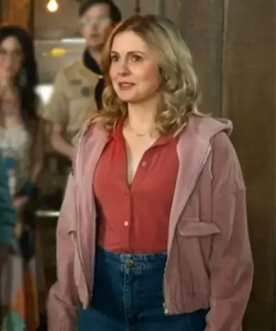 Samantha Ghosts S02 Rose McIver Pink Corduroy Hooded Jacket