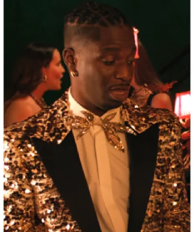 Samuel Arnold Emily In Paris S05 Golden Sequin Blazer