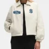 Seattle Kraken Coach’s Full-Snap Cotton Heathered Bone Jacket