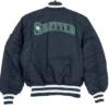 Men and Women Seattle Mariners Satin Ma-1 Bomber Jacket