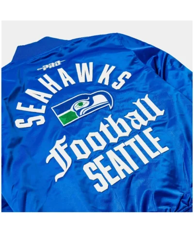 Alternative view of NFL Seattle Seahawks Satin Blue Varsity Jacket