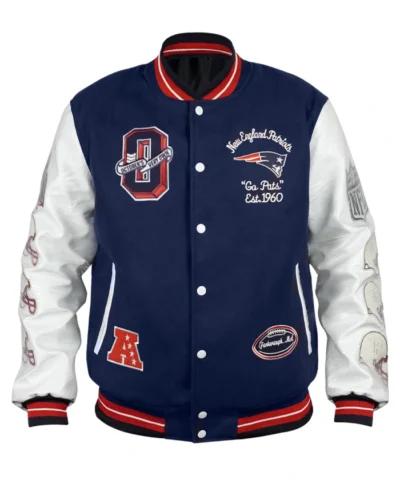 New England Patriots Blue And White Varsity Jacket