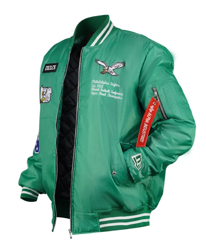 Shop Now Philadelphia Eagles x Alpha Industries Green Bomber Jacket