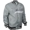 Silver New York Yankees Full-Snap Satin Jacket
