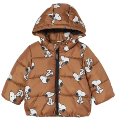Snoopy Brown Hooded Puffer 2026 Jacket